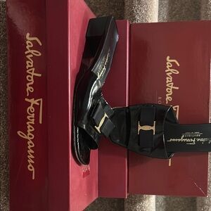 Salvatore Ferragamo Black Slide Sandals